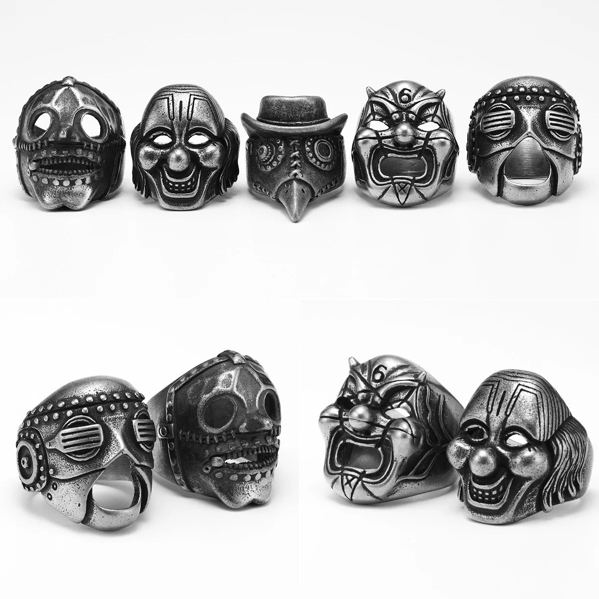Clown Mask Skull Signet Ring