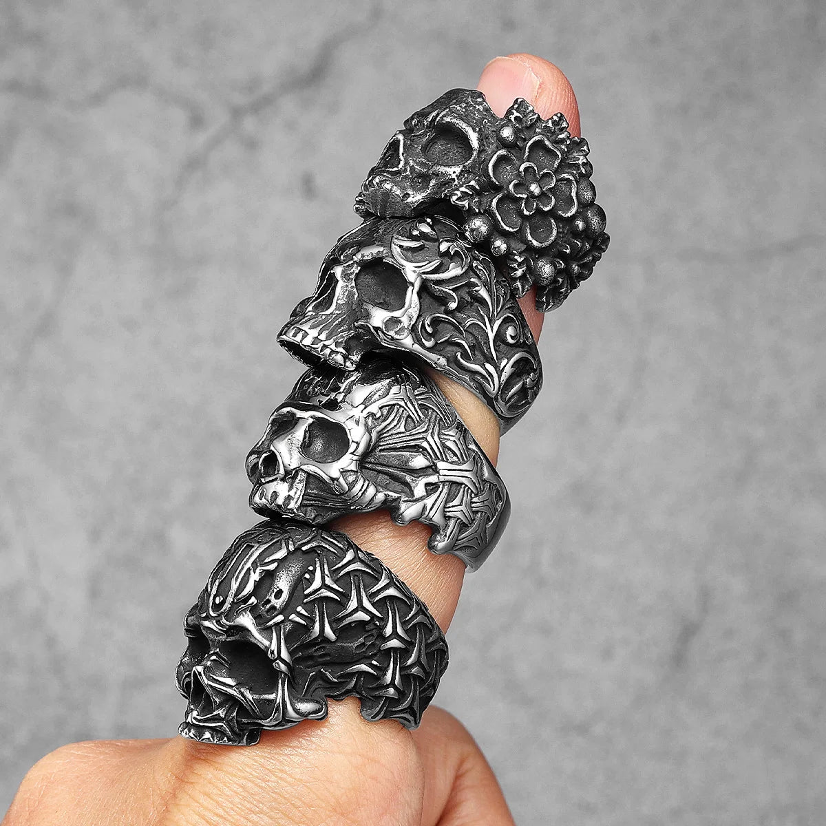 Carved Skull Signet Ring