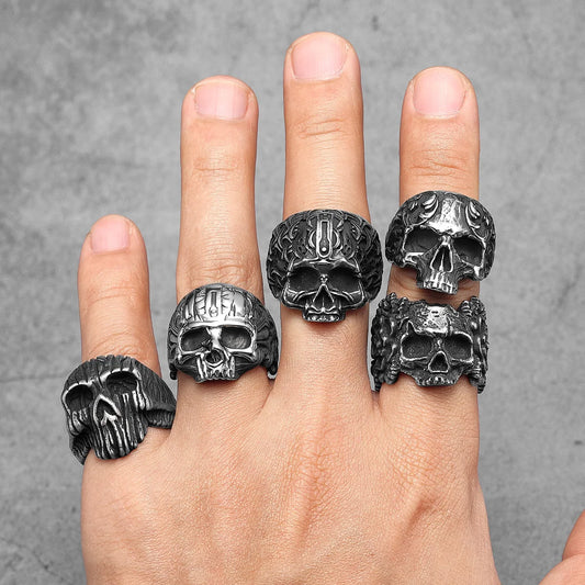 Carved Skull Signet Ring