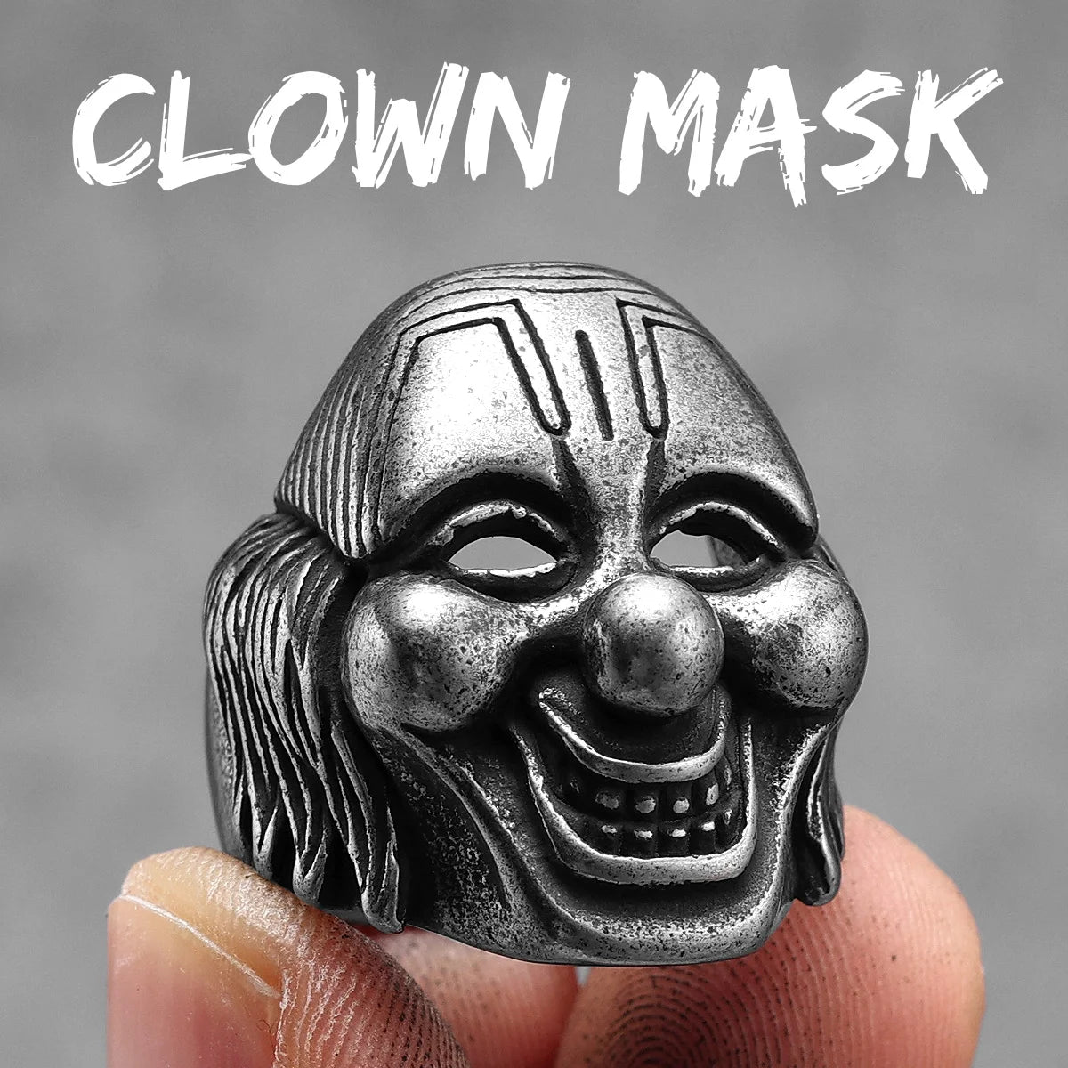 Clown Mask Skull Signet Ring
