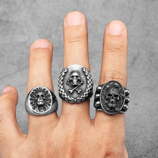 Immortal Viking Skull Signet Ring