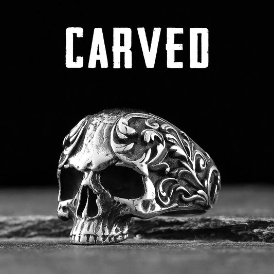 Carved Skull Signet Ring