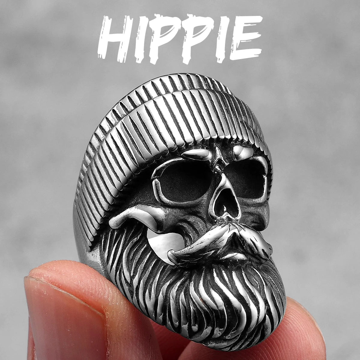 Hippie Skull Rider Signet Ring