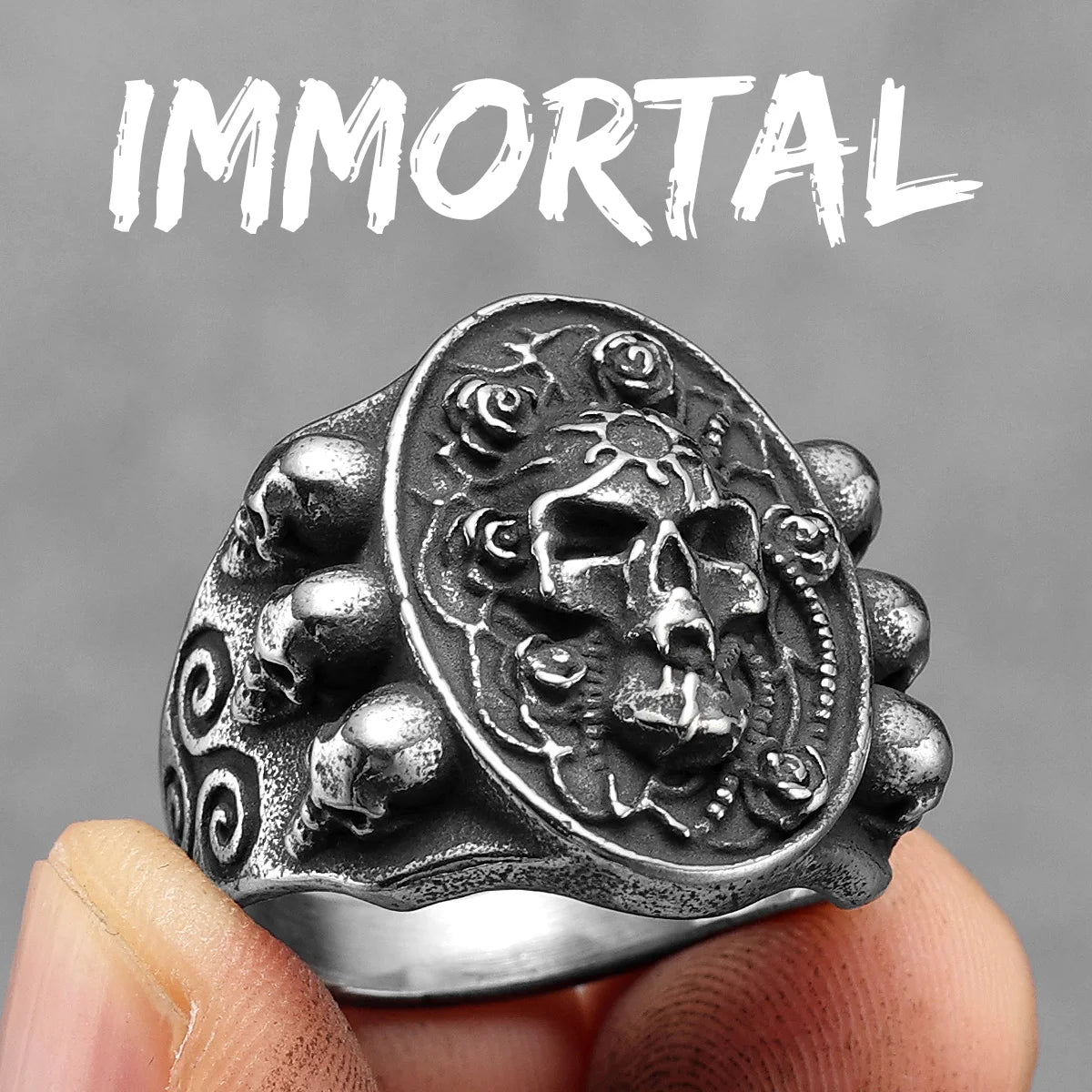Immortal Viking Skull Signet Ring
