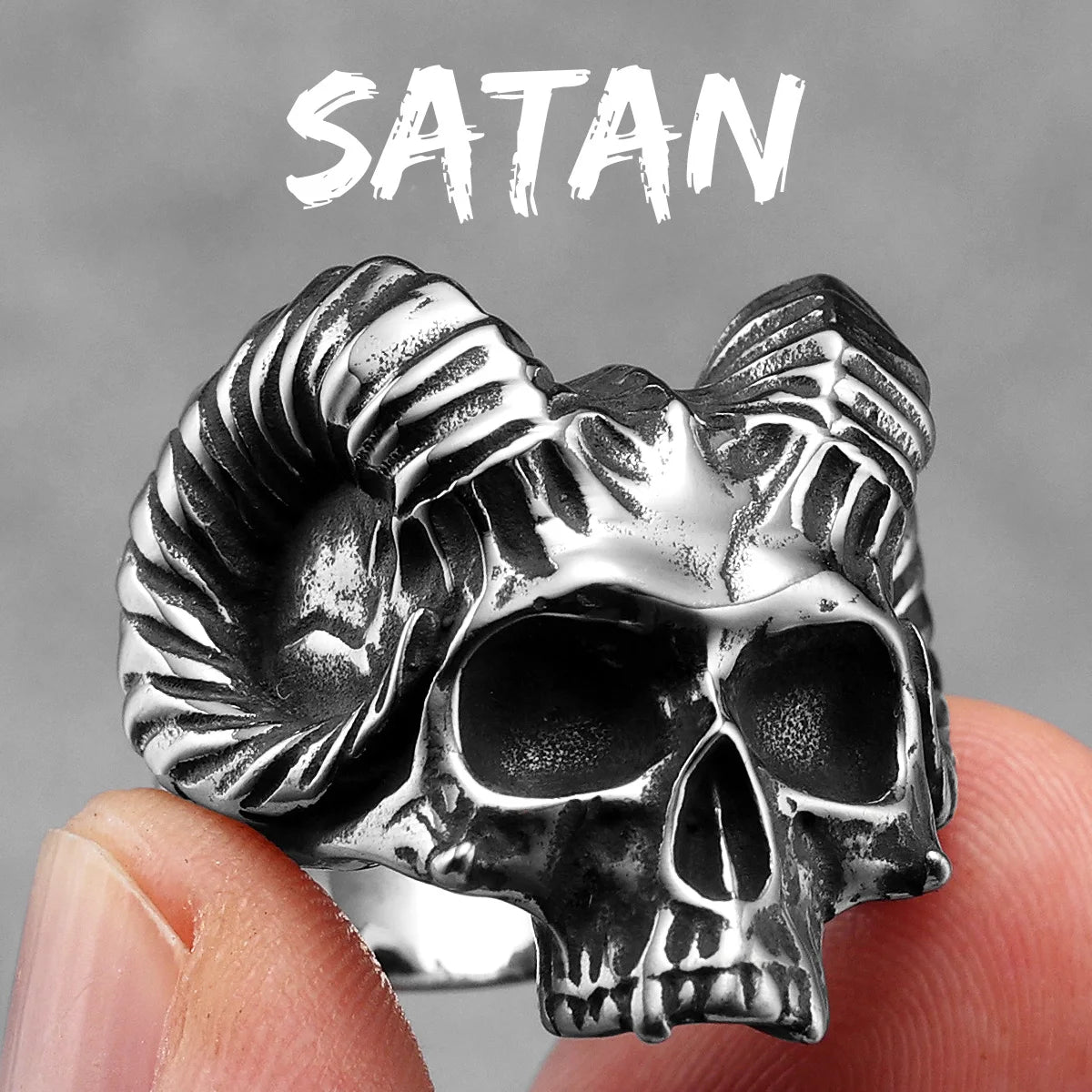 Gothic Satan Skull Signet Ring