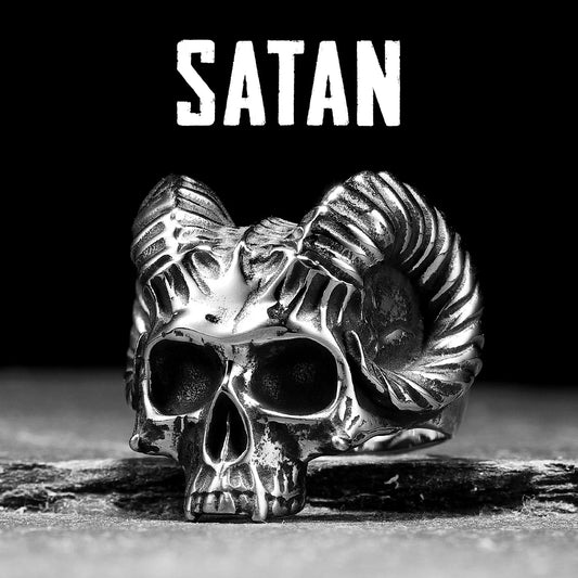 Gothic Satan Skull Signet Ring