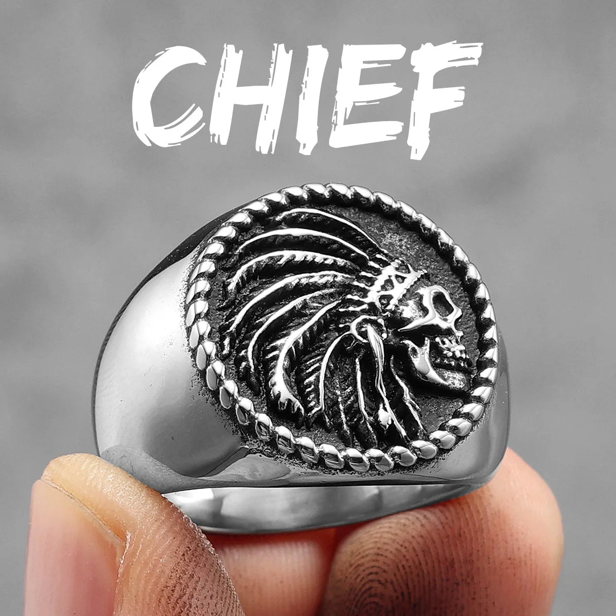 Chief Skull Round Rings
