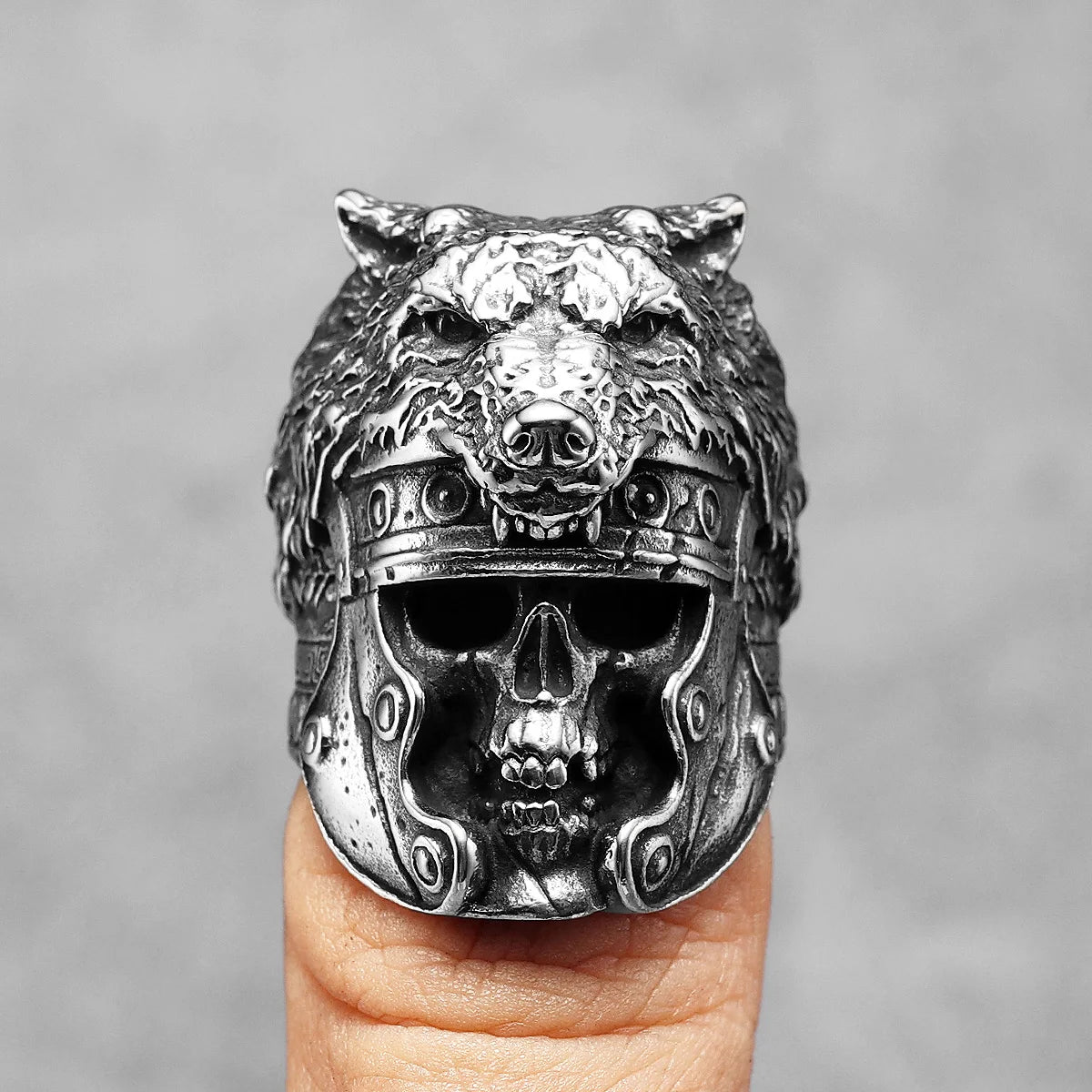 Gladiator Wolf Skull Rings