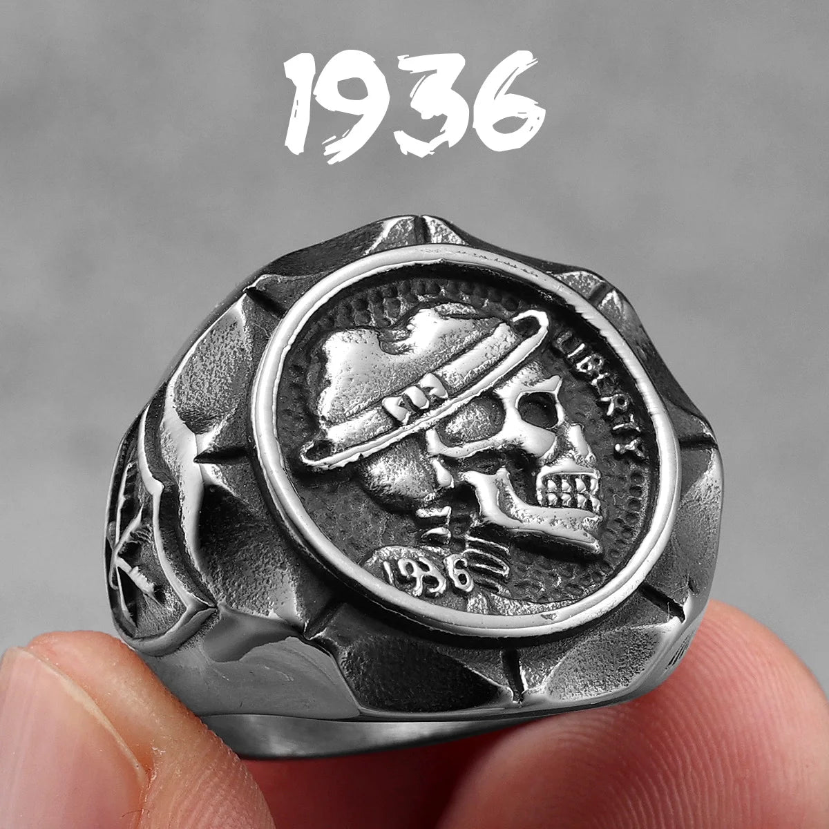 1936 Retro Skull Signet Ring