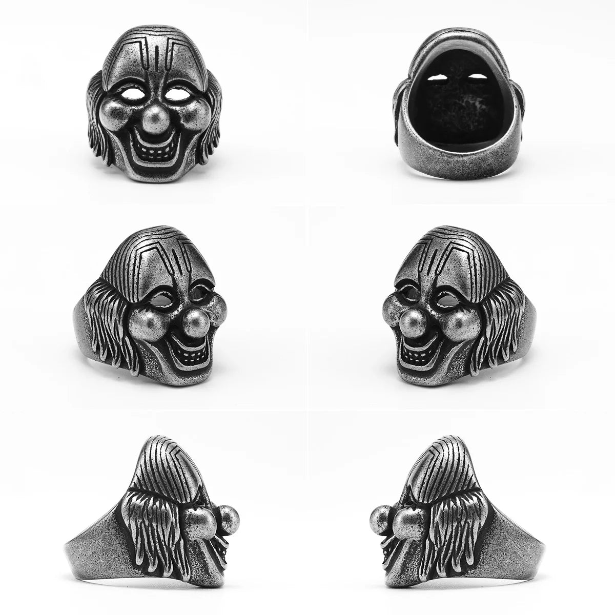 Clown Mask Skull Signet Ring