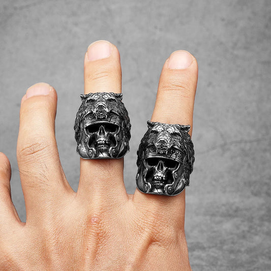 Gladiator Wolf Skull Rings