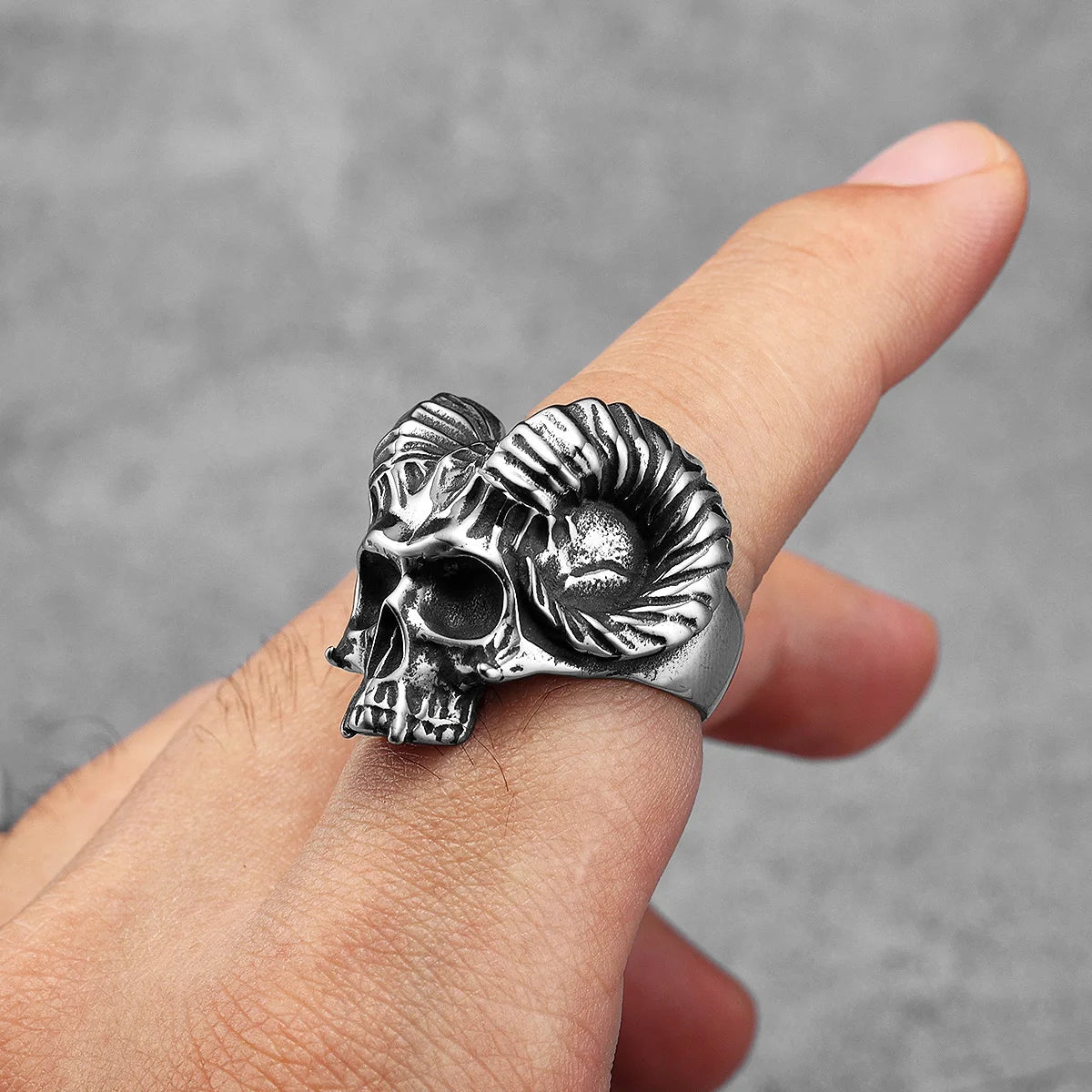 Gothic Satan Skull Signet Ring