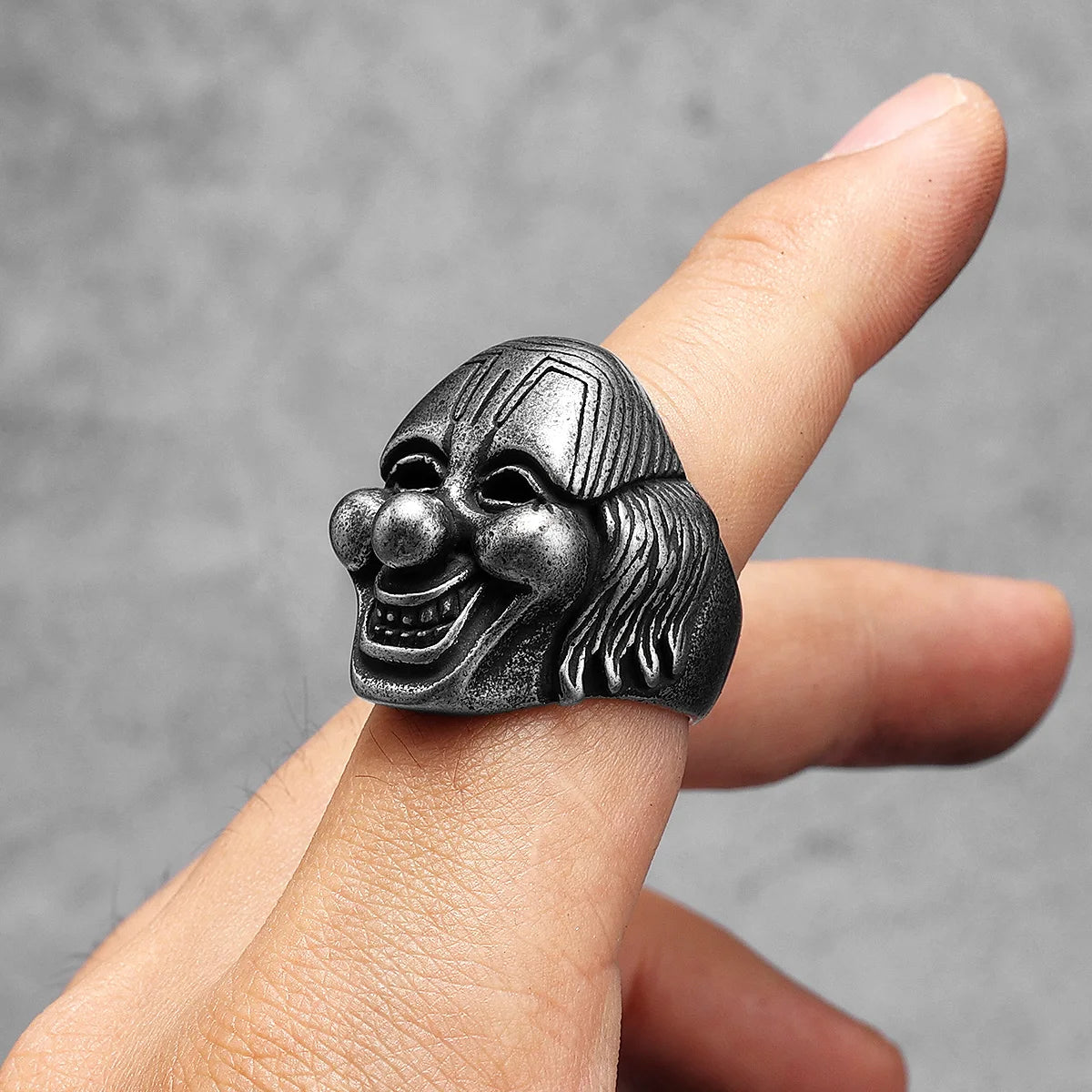 Clown Mask Skull Signet Ring