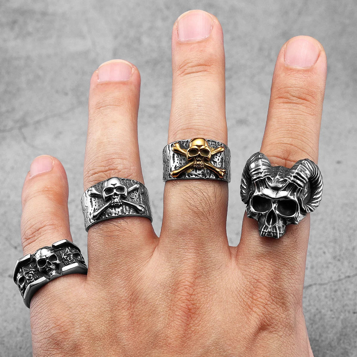 Gothic Satan Skull Signet Ring