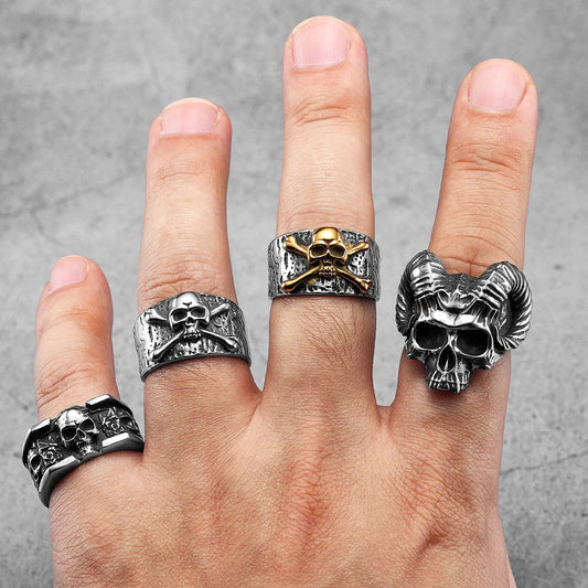 Gothic Satan Skull Signet Ring