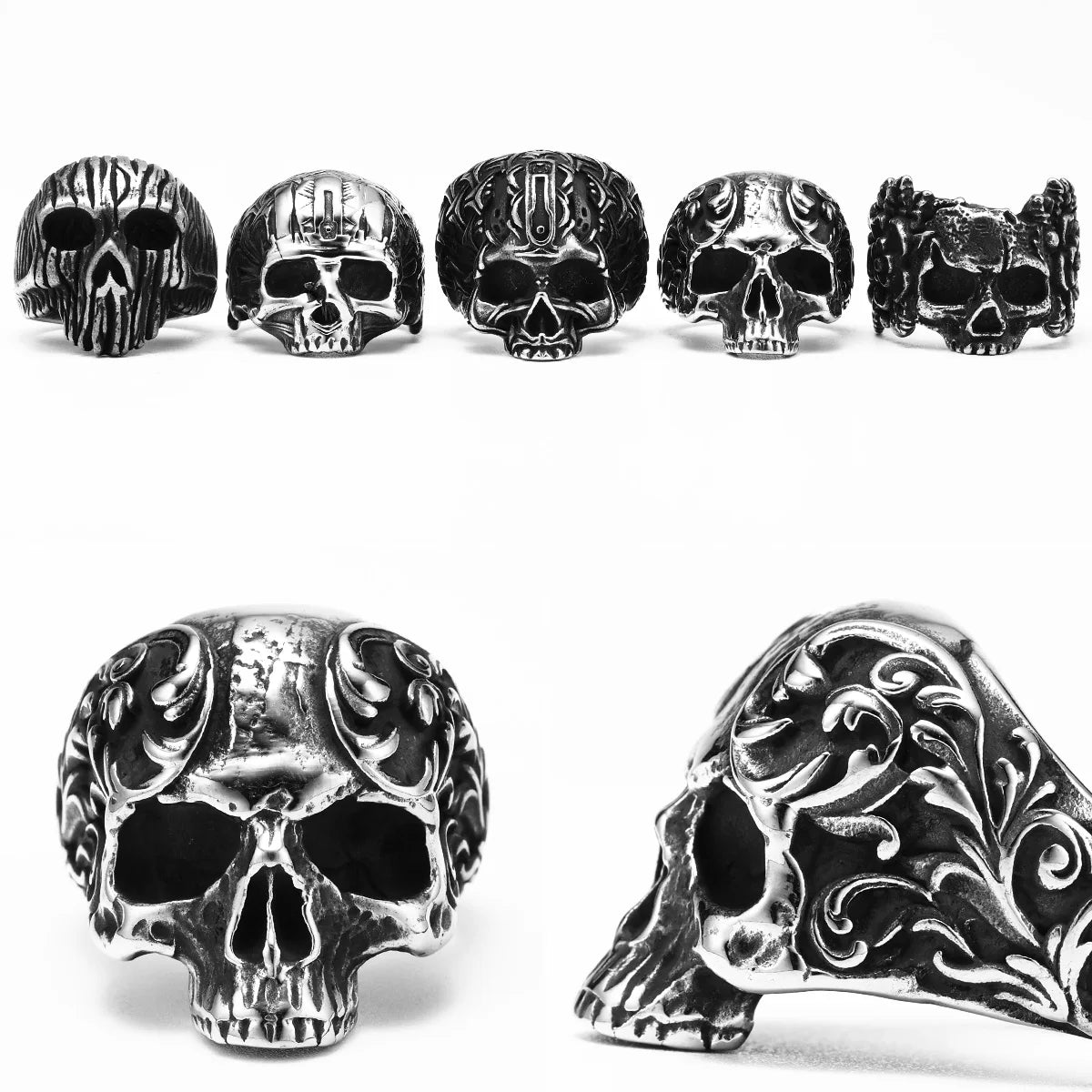 Carved Skull Signet Ring
