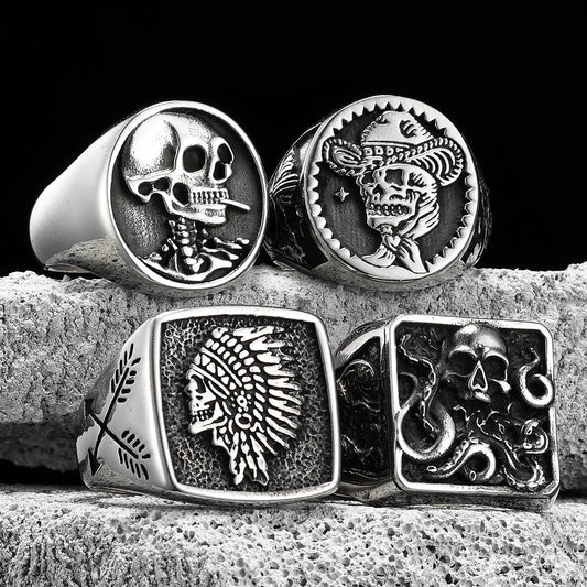 Cowboy Skull Rings