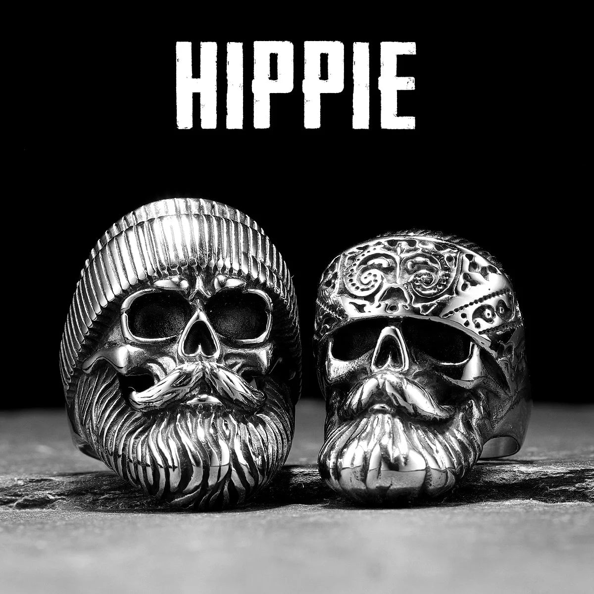 Hippie Skull Rider Signet Ring