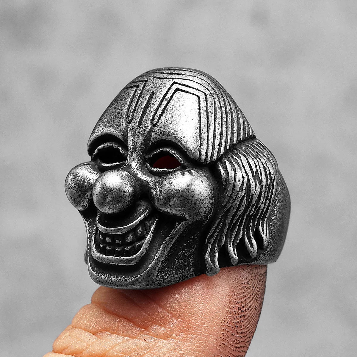 Clown Mask Skull Signet Ring