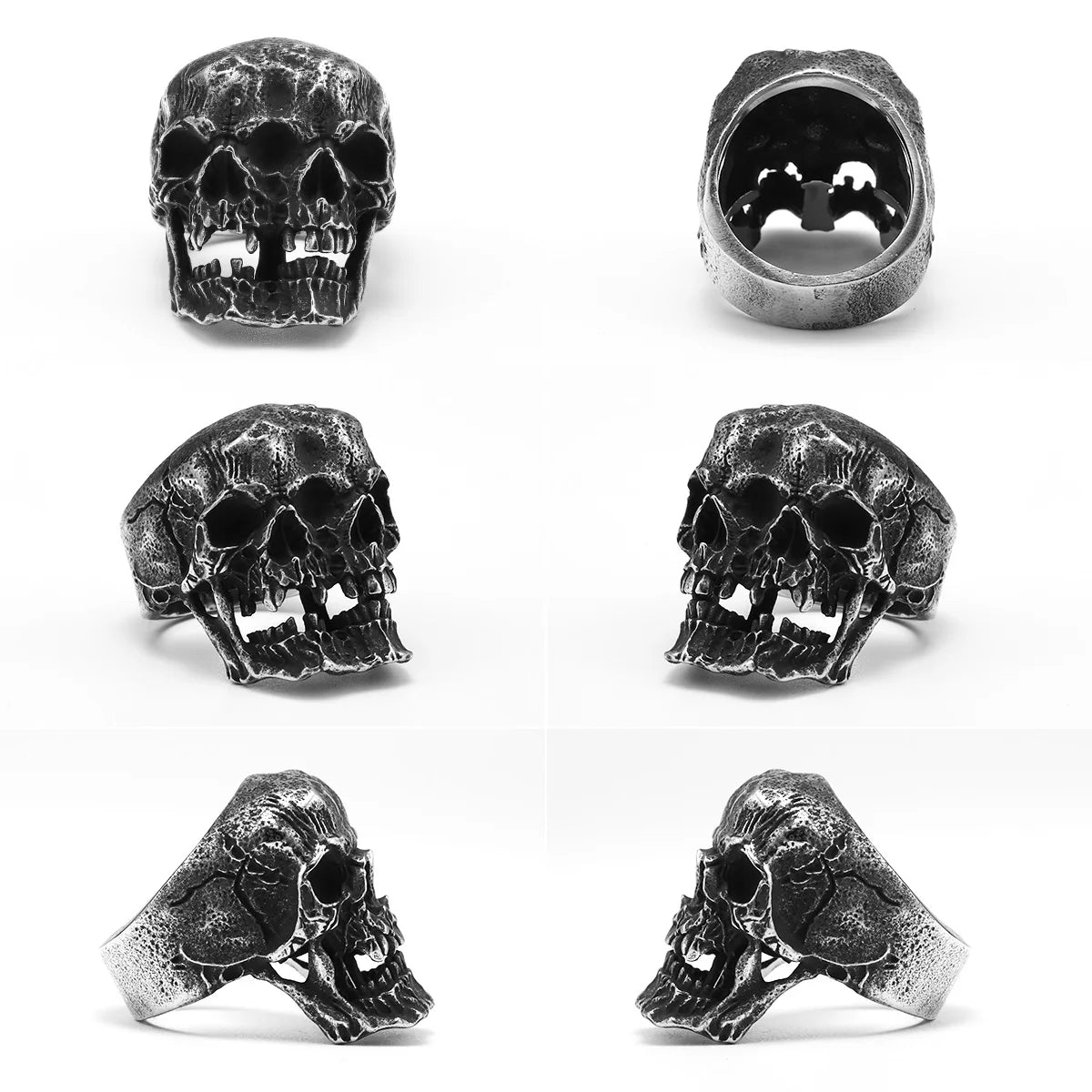 Black Schizophrenia Skull Signet Ring