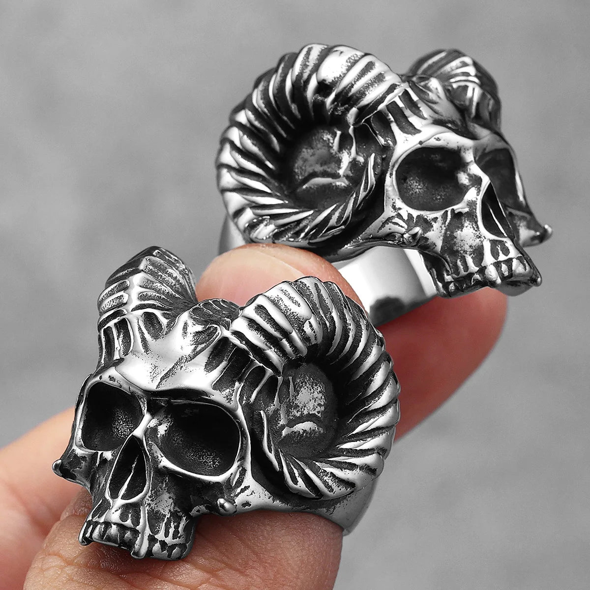 Gothic Satan Skull Signet Ring