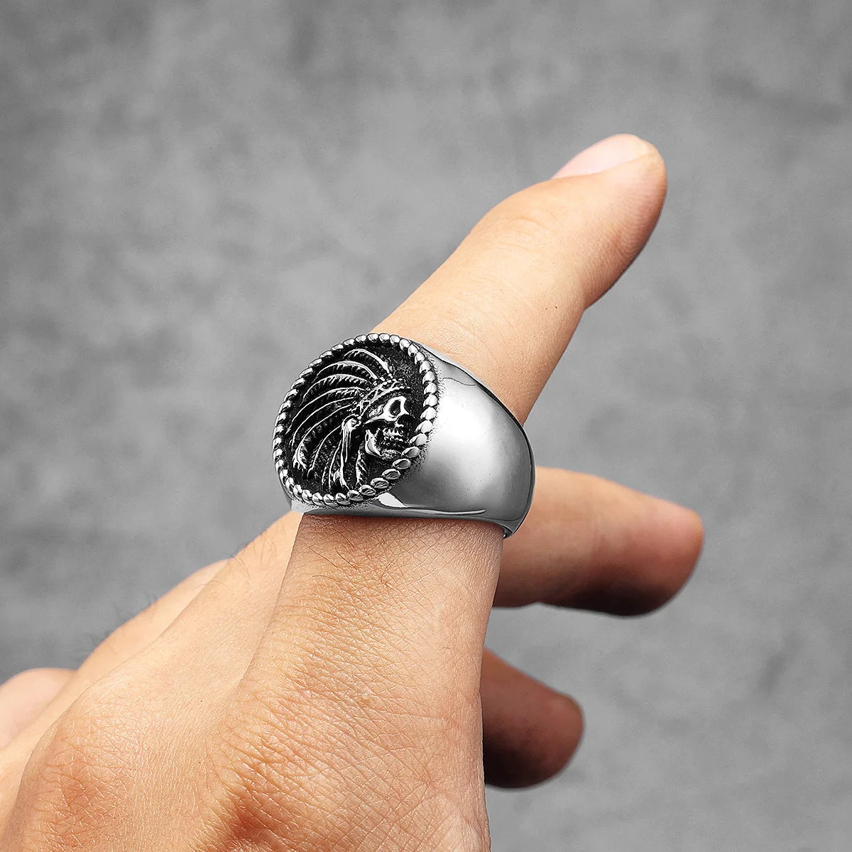 Chief Skull Round Rings