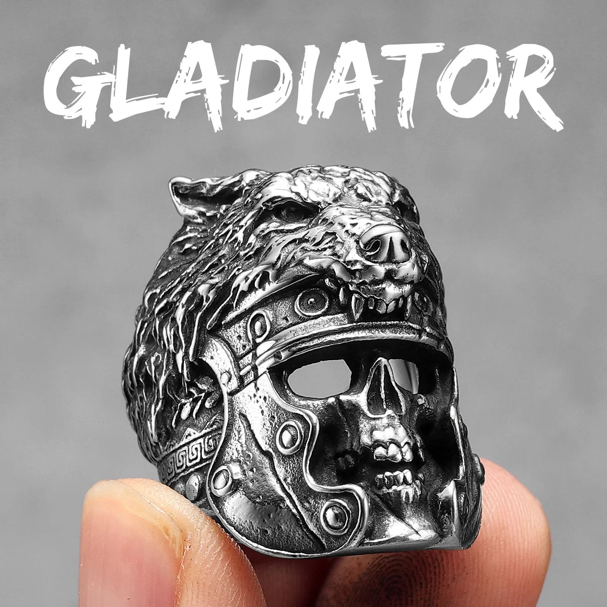 Gladiator Wolf Skull Rings