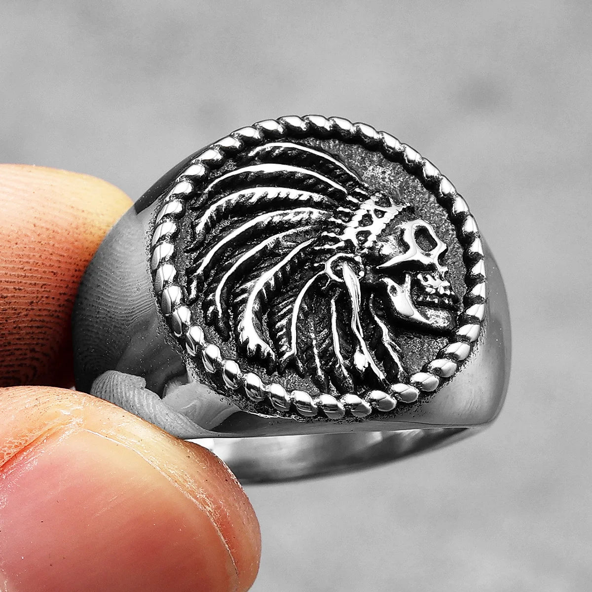 Chief Skull Round Rings