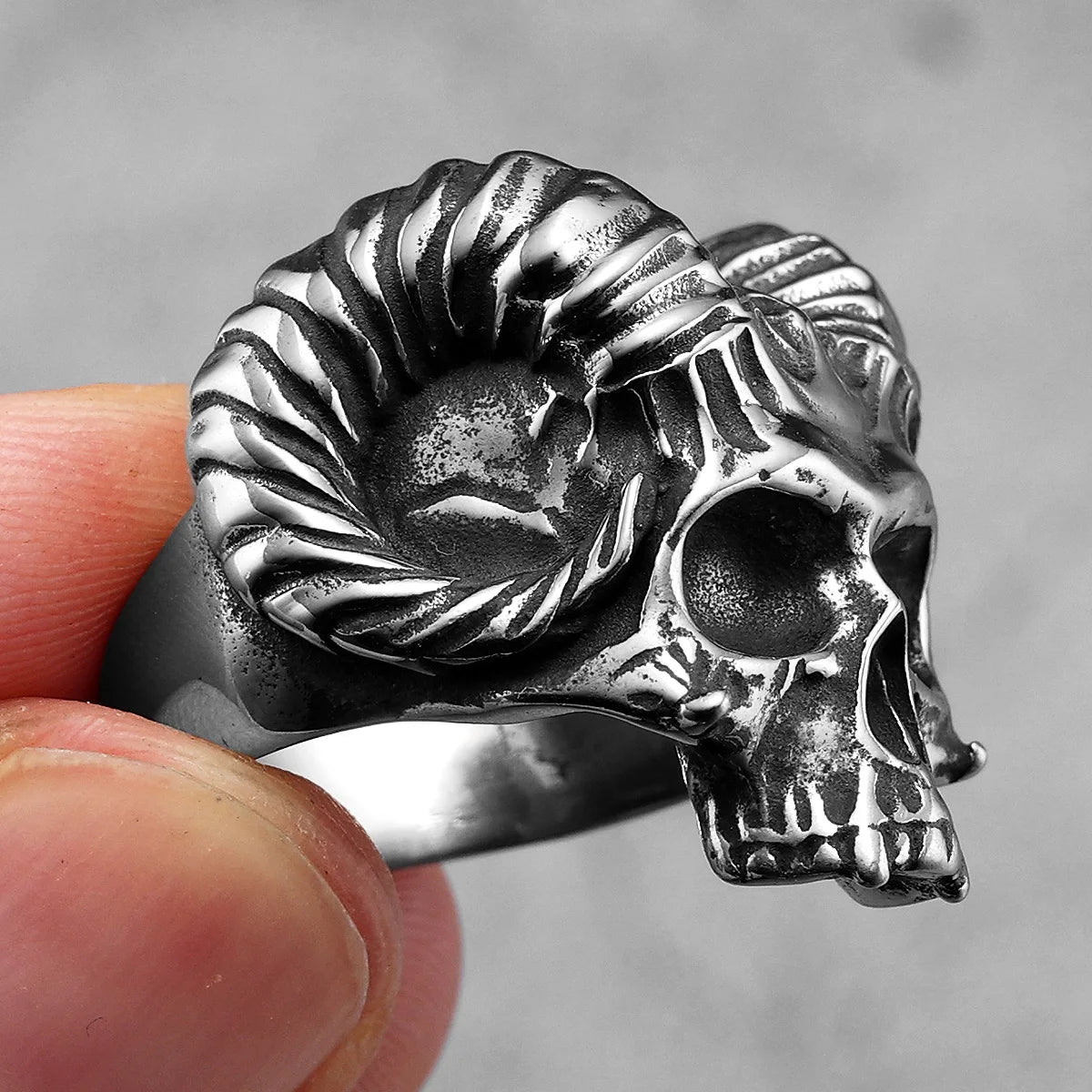 Gothic Satan Skull Signet Ring