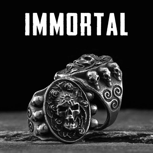 Immortal Viking Skull Signet Ring