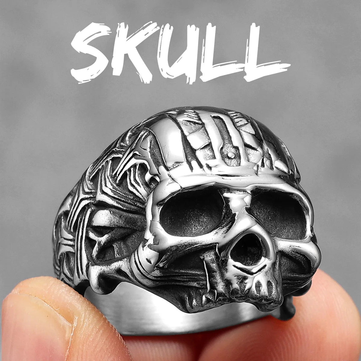 Carved Skull Signet Ring