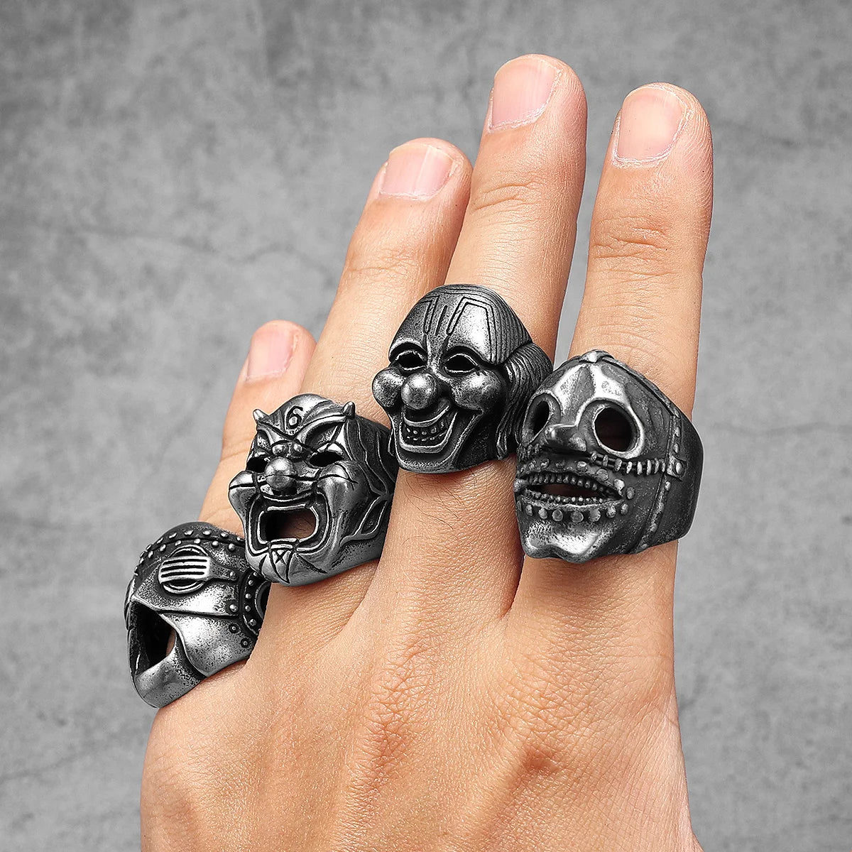 Clown Mask Skull Signet Ring