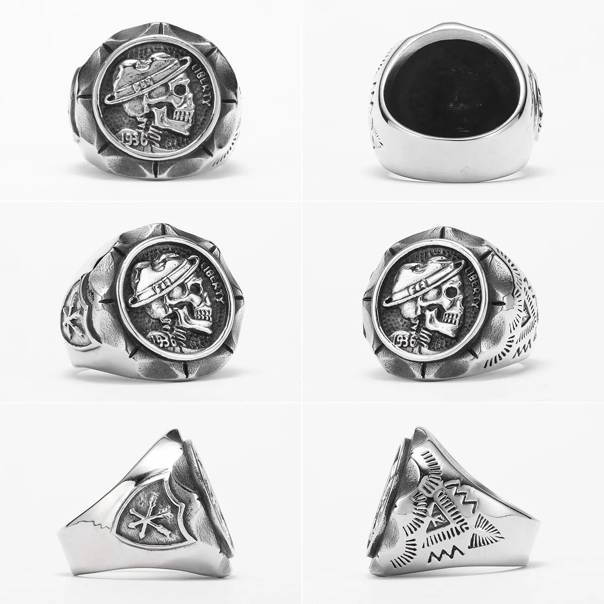 1936 Retro Skull Signet Ring
