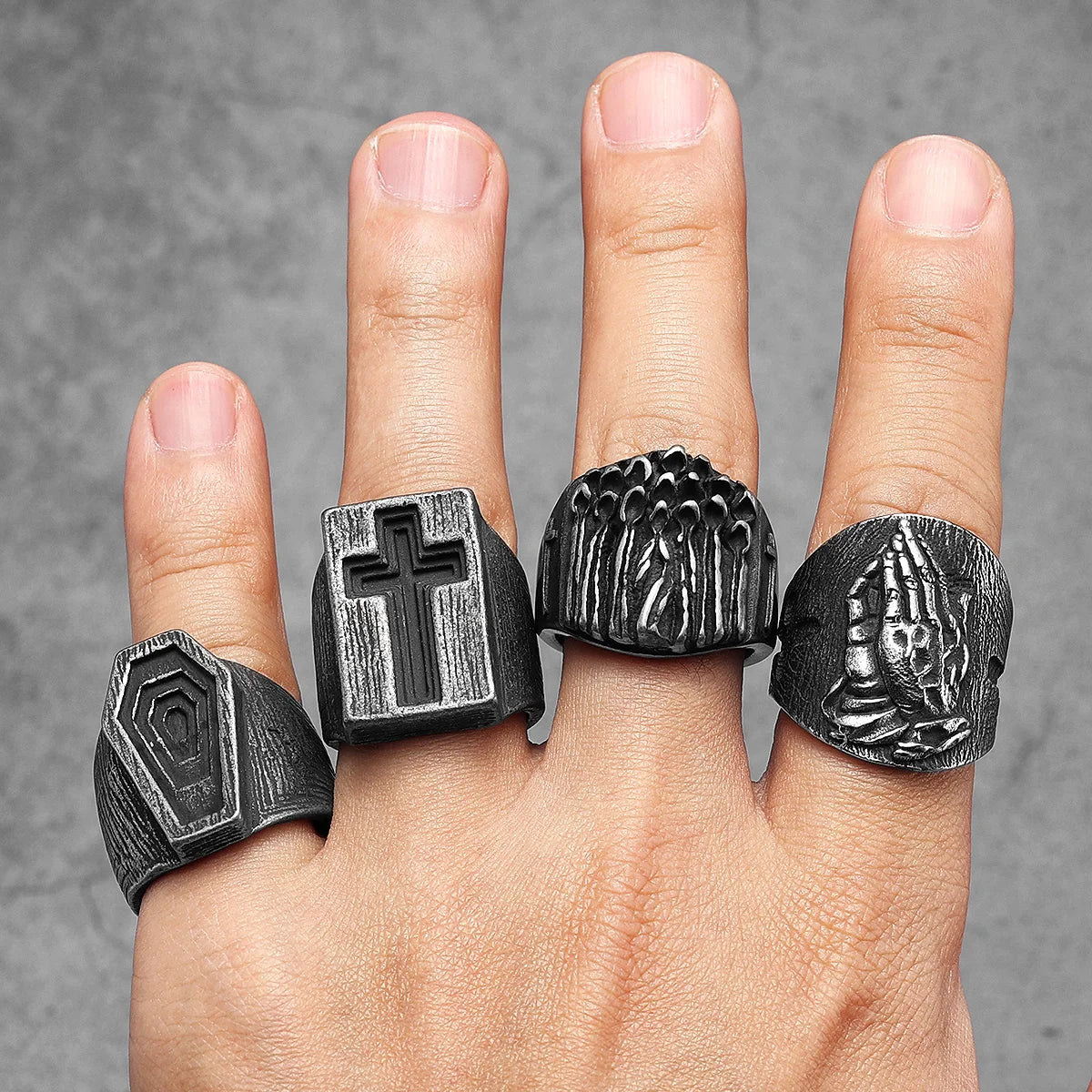 Vintage Black Cross Bible Rings