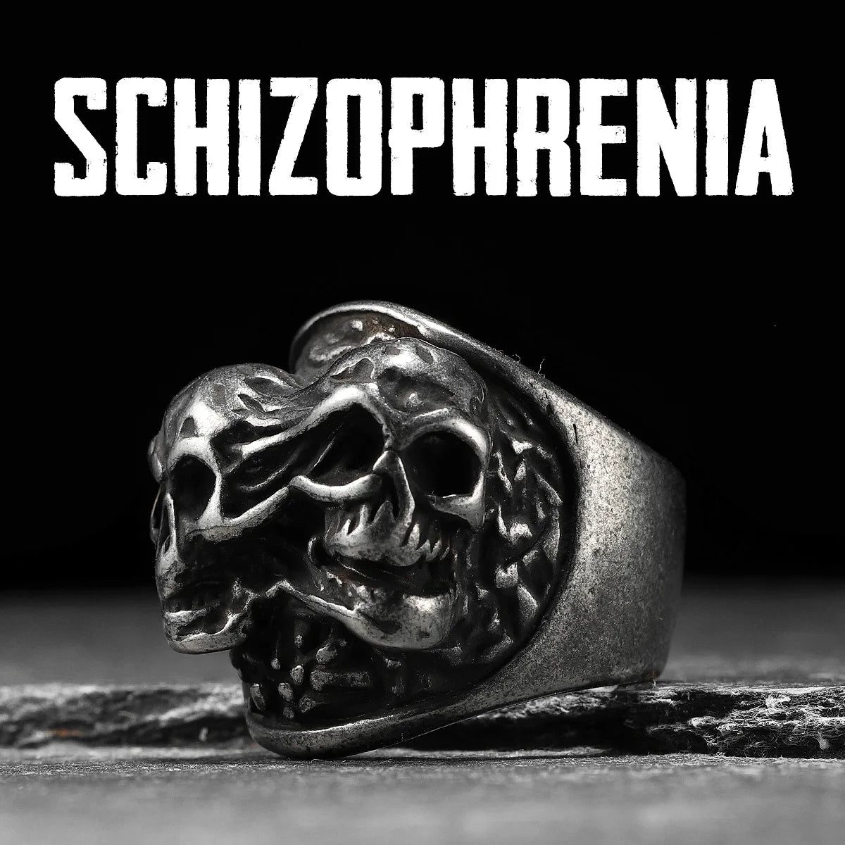 Gothic Schizophrenia Skull Ring