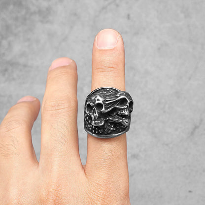 Gothic Black Skull Signet Ring