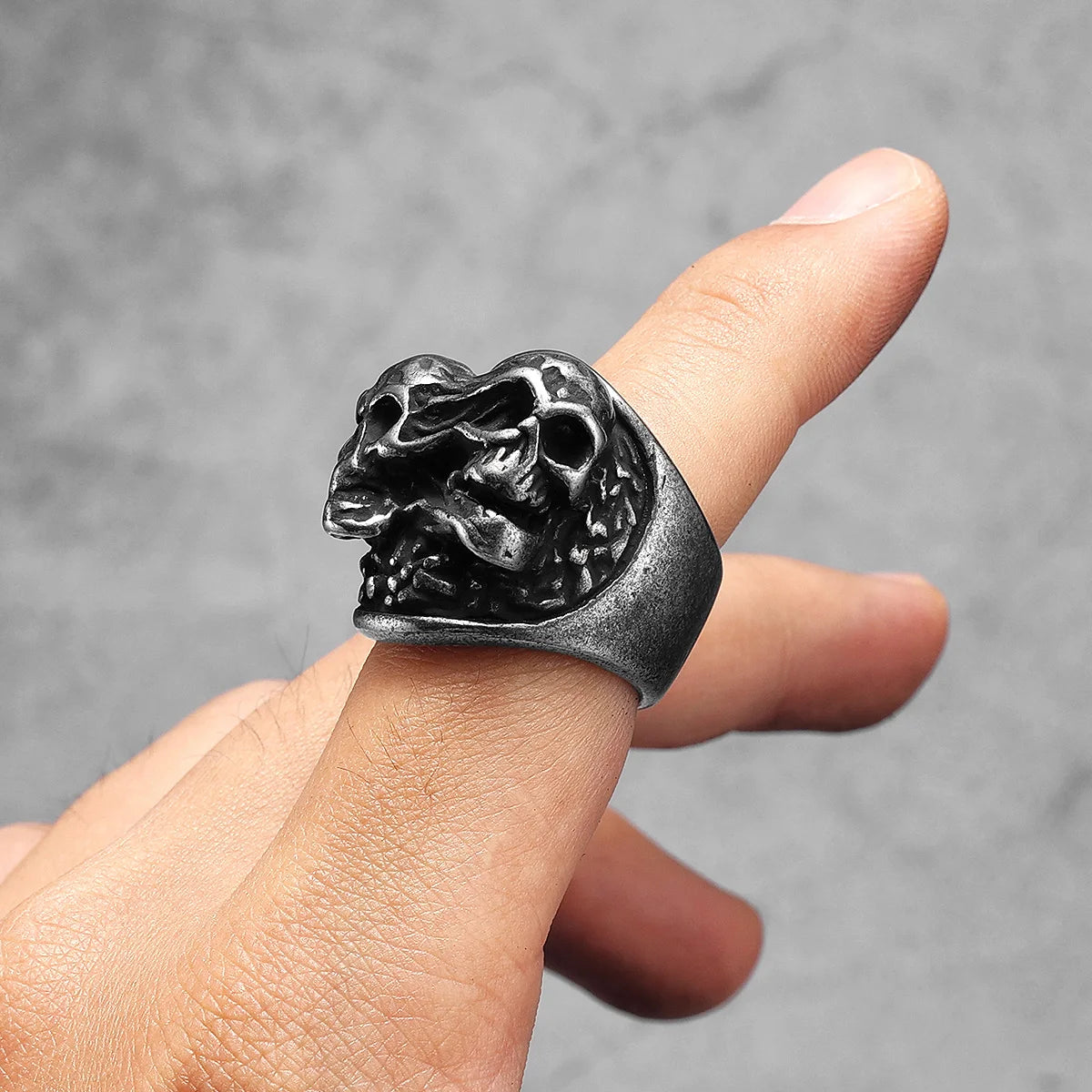 Gothic Black Skull Signet Ring