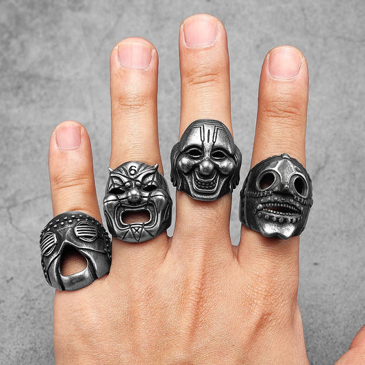Clown Mask Skull Signet Ring
