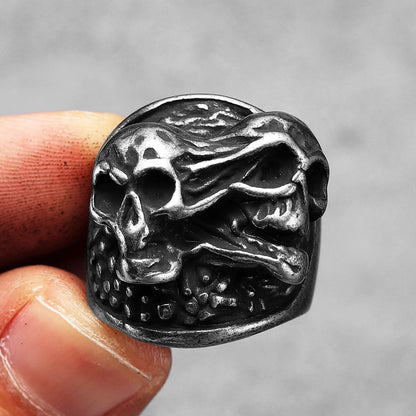 Gothic Black Skull Signet Ring