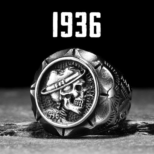 1936 Retro Skull Signet Ring