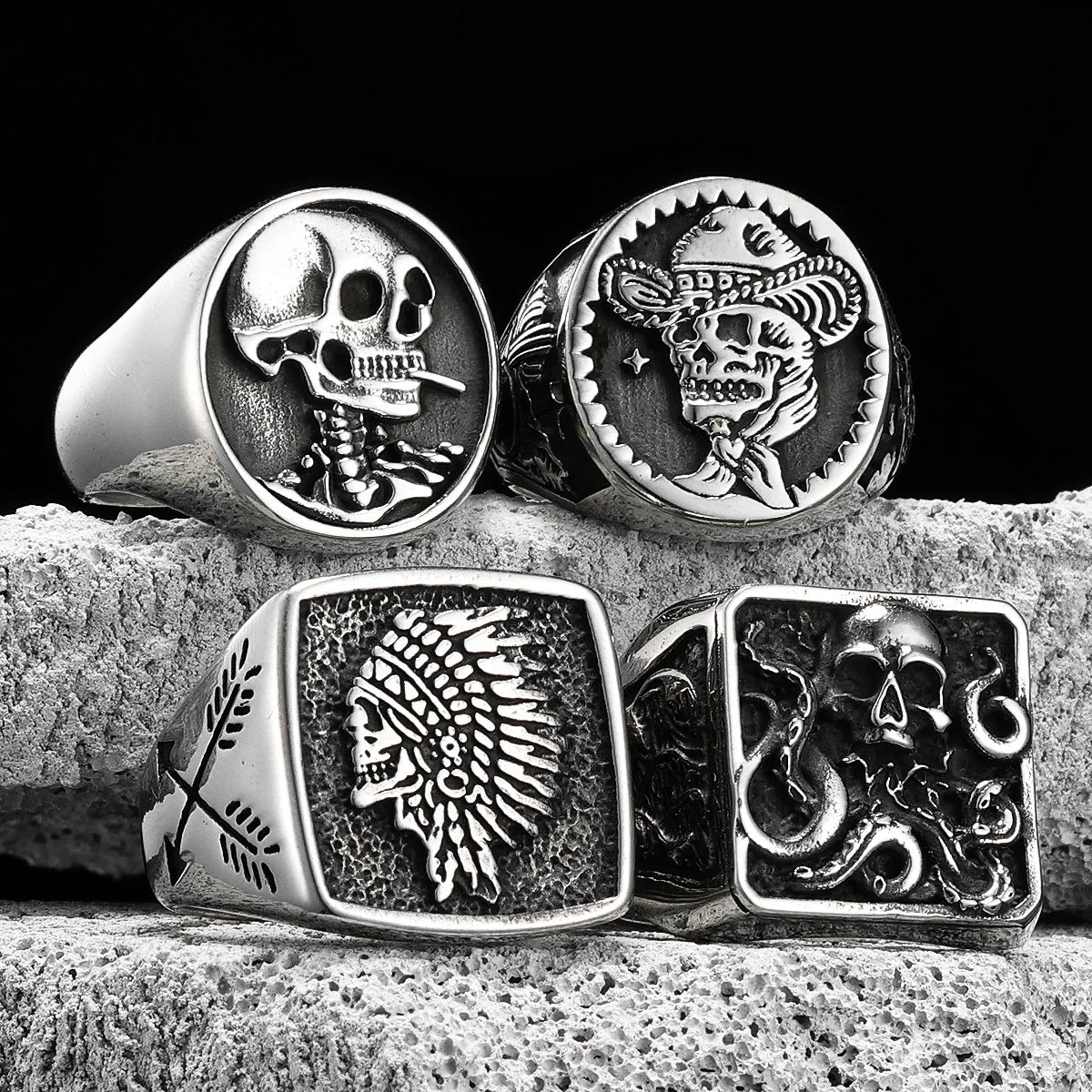 Heavy Smoker Skull Rings