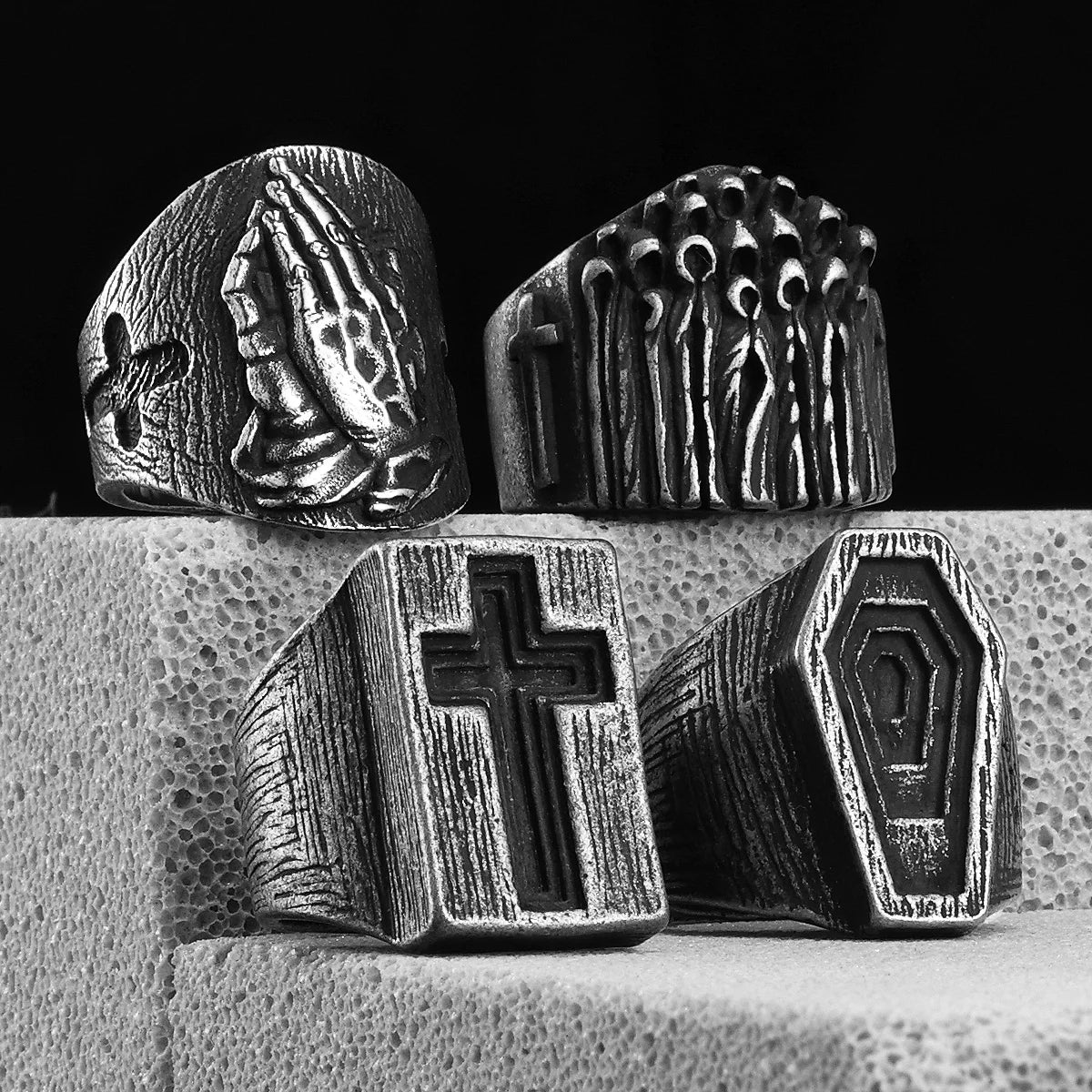 Vintage Black Cross Bible Rings