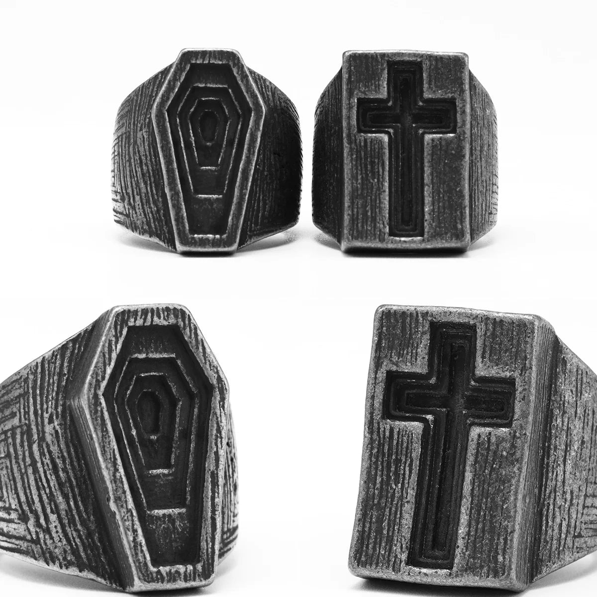 Vintage Black Cross Bible Rings